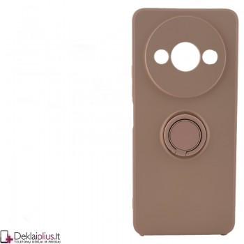 Silikoninis dėklas su žiedu ir kameros apsauga - rausvas (Xiaomi Redmi A3)